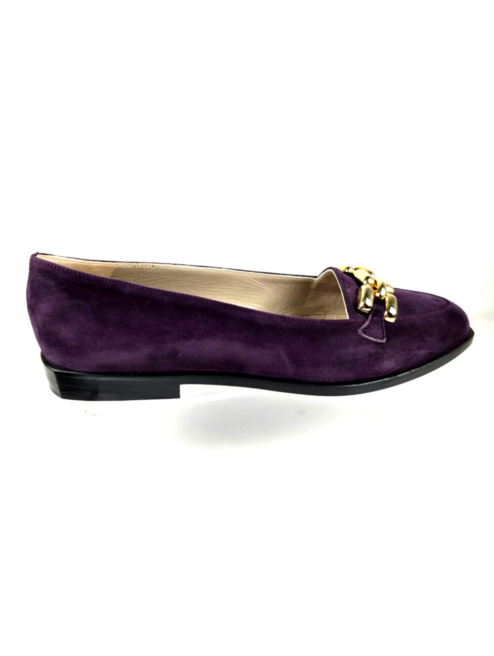 Joan & David Couture Purple Suede Gold Chain Loafers 8.5 M Italy NOS VTG